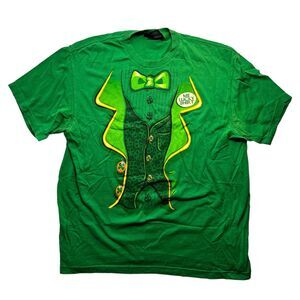 St. Patrick's Day Green Unisex Lucky T-Shirt Tuxedo Leprechaun Costume Top XL